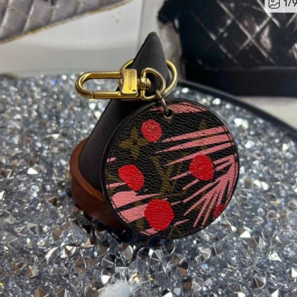 Louis Vuitton 2016 Limited Edition Monogram Cherry Round Key Charm - Pink & Red